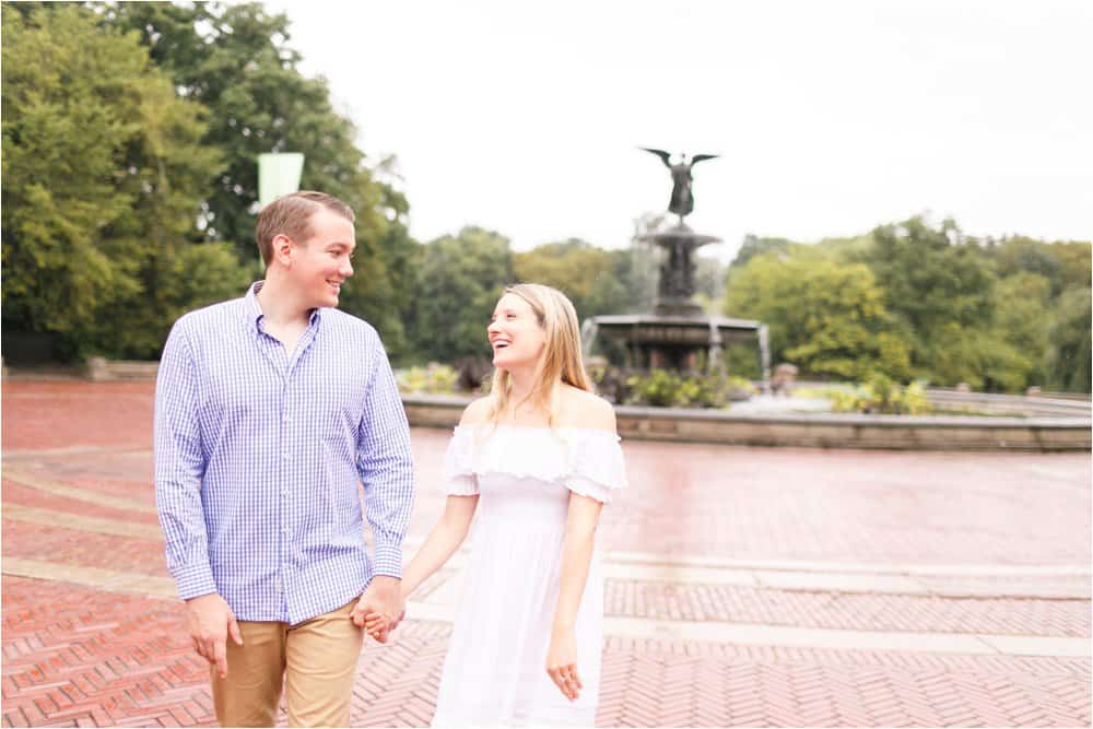 central park bow bridge new york city engagement photos