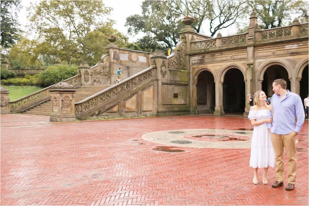 central park bow bridge new york city engagement photos