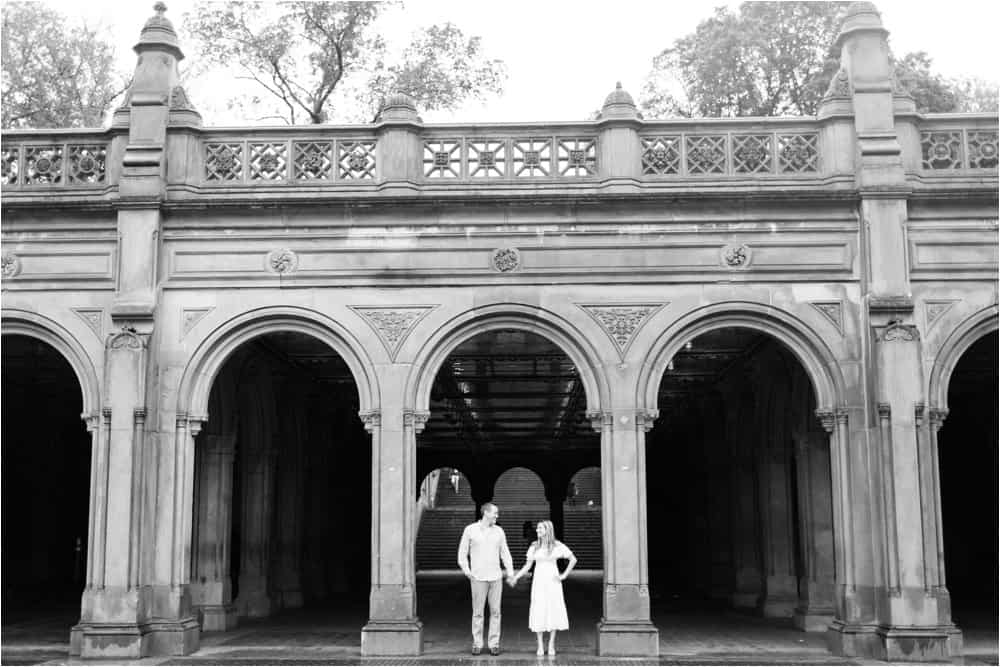 central park bow bridge new york city engagement photos