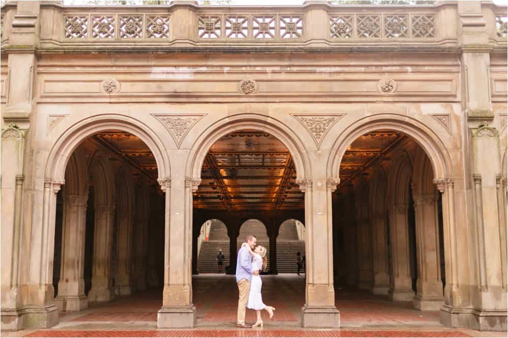 central park bow bridge new york city engagement photos