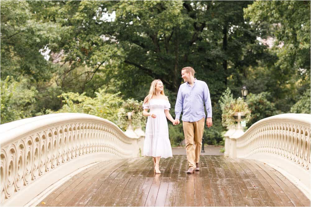 central park bow bridge new york city engagement photos