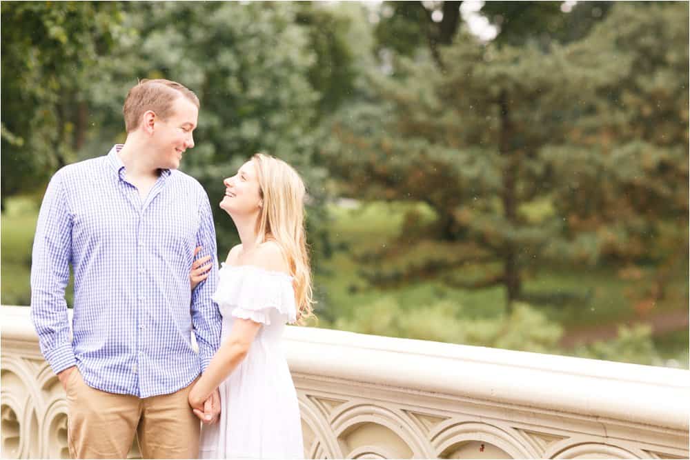 central park bow bridge new york city engagement photos